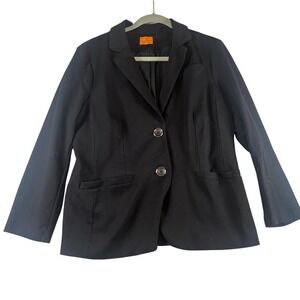 MARY CRAFTS Vintage Women's Black Button Front Blazer‎ Size 18 Nylon Blend